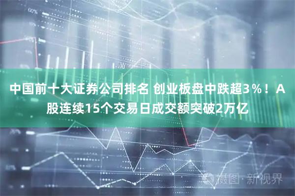 中国前十大证券公司排名 创业板盘中跌超3％！A股连续15个交易日成交额突破2万亿
